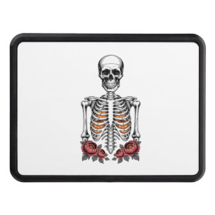 Funny Skeleton Pumpkin Fall Trailer Hitch Cover