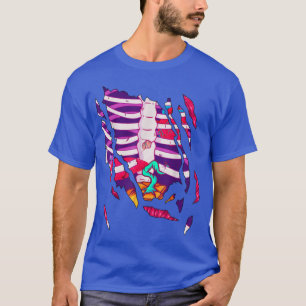 Funny Skeleton Pumpkin, Heart and Liver Halloween T-Shirt