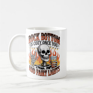Funny Skeleton: Rock Bottom Sarcastic Graphic  Coffee Mug