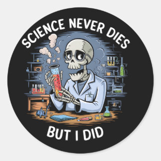 Funny Skeleton Scientist Design Classic Round Sticker