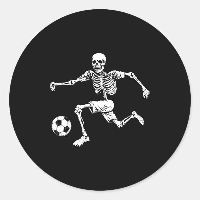 Funny Skeleton Soccer Ball _1  Classic Round Sticker (Front)