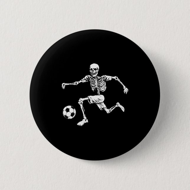 Funny Skeleton Soccer Ball  2 Inch Round Button (Front)