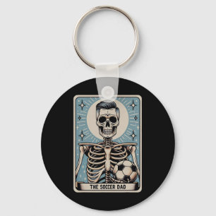 Funny Skeleton Soccer Dad Tarot Card Halloween Spo Keychain