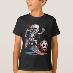 Funny Skeleton Soccer Drip Dripping Boy Youth Kids T-Shirt