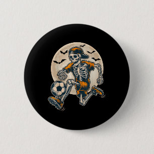 Funny Skeleton Soccer Men Boys Kids Halloween Cost 2 Inch Round Button