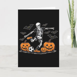 Funny Skeleton Soccer Men Boys Kids Halloween Cost Card