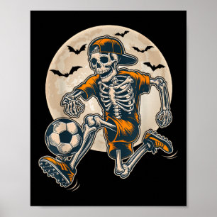 Funny Skeleton Soccer Men Boys Kids Halloween Cost Poster