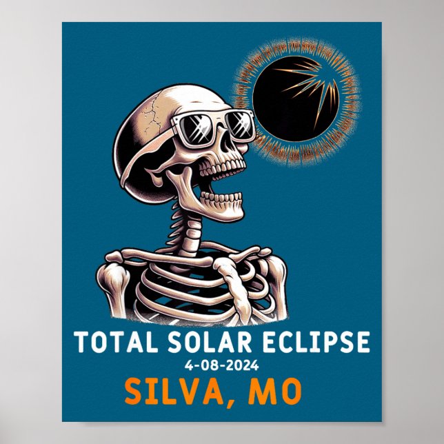 Funny Skeleton Solar Eclipse Silva Missouri Poster (Front)