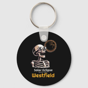 Funny Skeleton Solar Eclipse Westfield Indiana Keychain