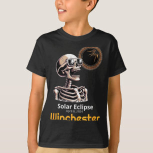 Funny Skeleton Solar Eclipse Winchester Indiana T-Shirt