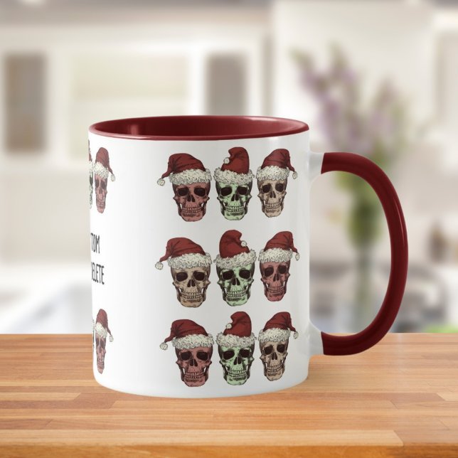 Funny Skeleton Spooky Vibes Head Christmas Red Mug (Creator Uploaded)