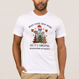 Funny Skeleton Spooky Vibes Skull Head Christmas T-Shirt