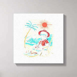 Funny Skeleton Summer Canvas Print