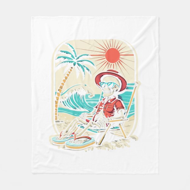 Funny Skeleton Summer Fleece Blanket (Front)
