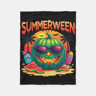 Funny Skeleton Summer Summerween Watermelon Jack-o Fleece Blanket