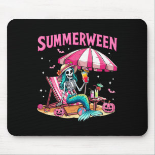 Funny Skeleton Summerween Mermaid Beach Halloween  Mouse Pad
