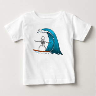 Funny Skeleton Surfing Baby T-Shirt