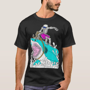Funny Skeleton Surfing Halloween T-Shirt