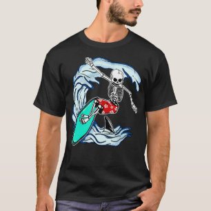 Funny Skeleton Surfing Wave Surfer Halloween  T-Shirt