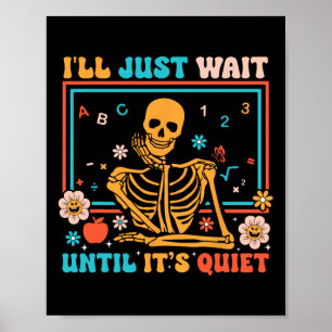 Funny Skeleton Teacher Halloween Costume Men Women Poster