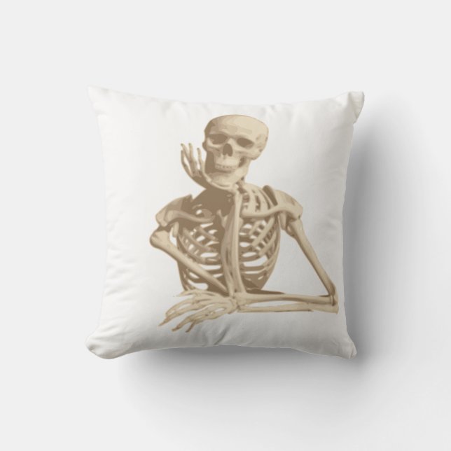 Funny Skeleton Throw Pillow (Front)