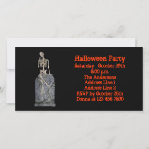 Funny Skeleton Tombstone Halloween Invitation