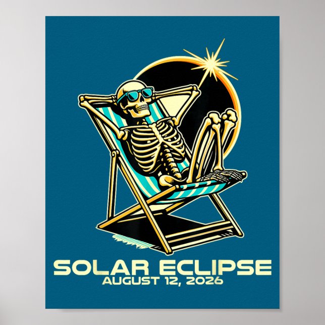 Funny Skeleton Total Solar Eclipse Poster (Front)