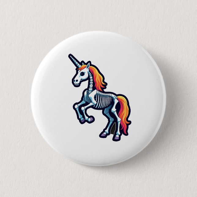 Funny Skeleton Unicorn Lovers Spooky Halloween Cos 2 Inch Round Button (Front)