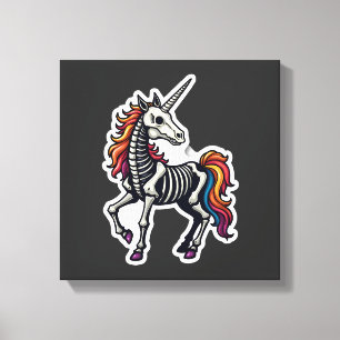 Funny Skeleton Unicorn Lovers Spooky Halloween Cos Canvas Print