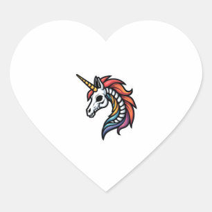 Funny Skeleton Unicorn Lovers Spooky Halloween Cos Heart Sticker
