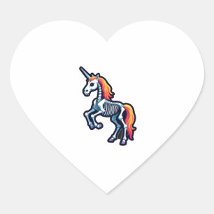Funny Skeleton Unicorn Lovers Spooky Halloween Cos Heart Sticker
