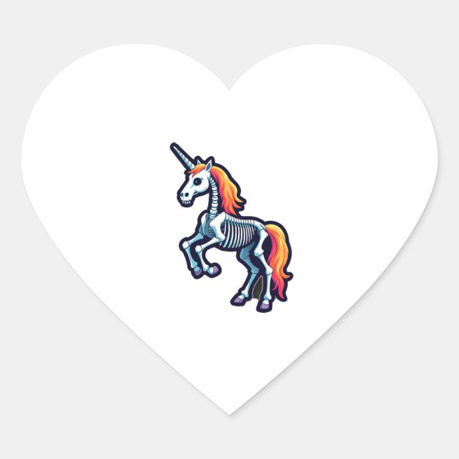 Funny Skeleton Unicorn Lovers Spooky Halloween Cos Heart Sticker (Front)