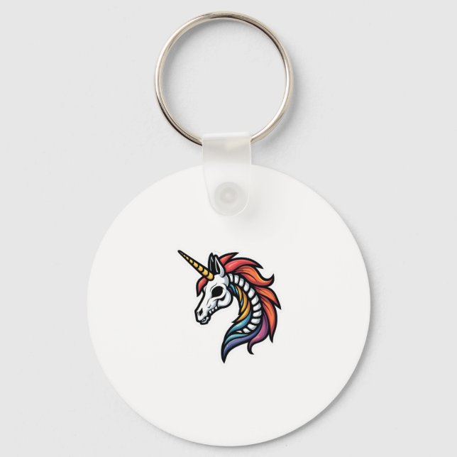 Funny Skeleton Unicorn Lovers Spooky Halloween Cos Keychain (Front)