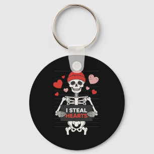 Funny Skeleton Valentine I Steal Hearts Xoxo Be Mi Keychain