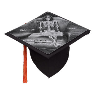 Funny Skeleton Vintage Gothic Future Doctor Graduation Cap Topper