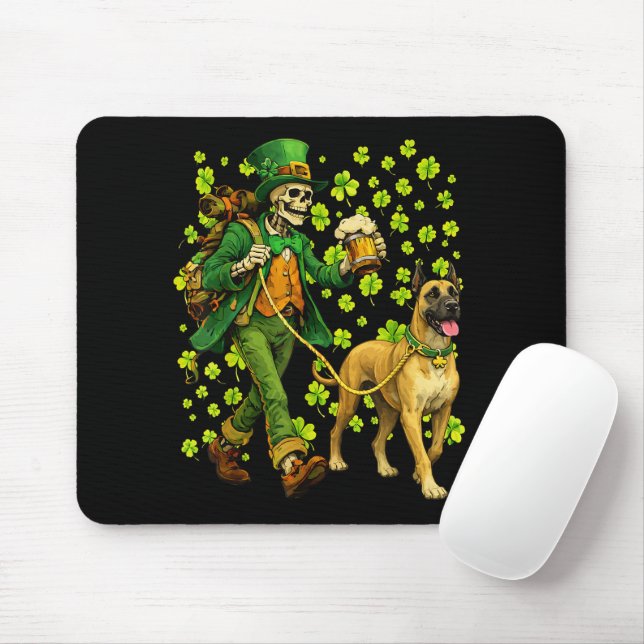 Funny Skeleton Walking Great Dane Gothic Dog Lover Mouse Pad (With Mouse)