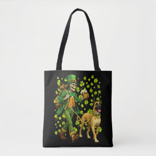 Funny Skeleton Walking Great Dane Gothic Dog Lover Tote Bag
