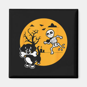 Funny Skeleton Wiener Shirt Sausage Dog Halloween Magnet