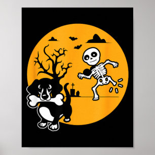 Funny Skeleton Wiener Shirt Sausage Dog Halloween Poster