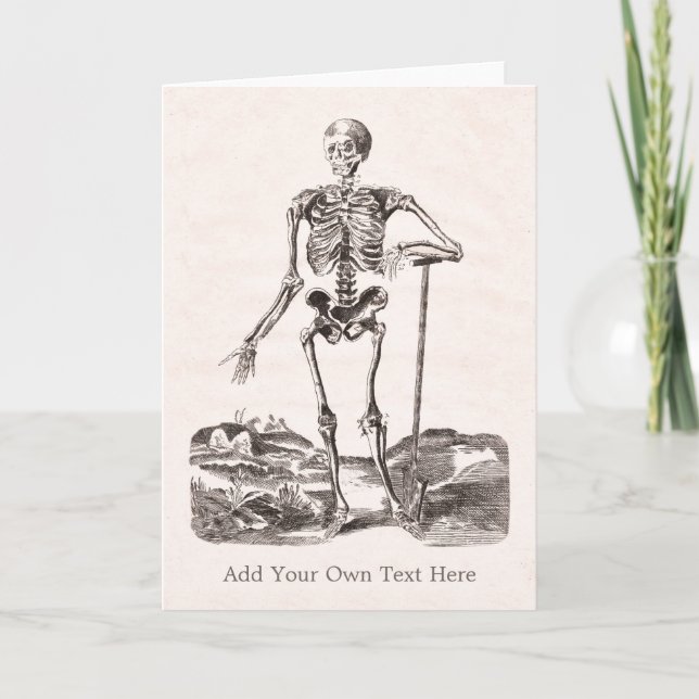 Funny Skeleton with a Shovel Card (Front)