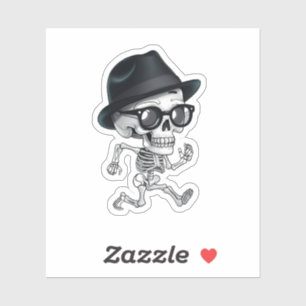 Funny Skeleton with Black Hat and Glasses Quirky 