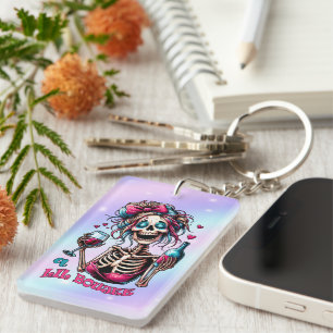 Funny skeleton word art  keychain
