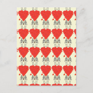Funny skeletons and love heart Valentines Holiday Postcard