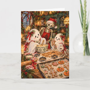 Funny Skeletons & Cute Ghosts Christmas Baking Holiday Card