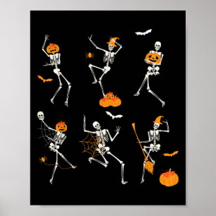 Funny Skeletons Dancing Dance Challenge Halloween  Poster