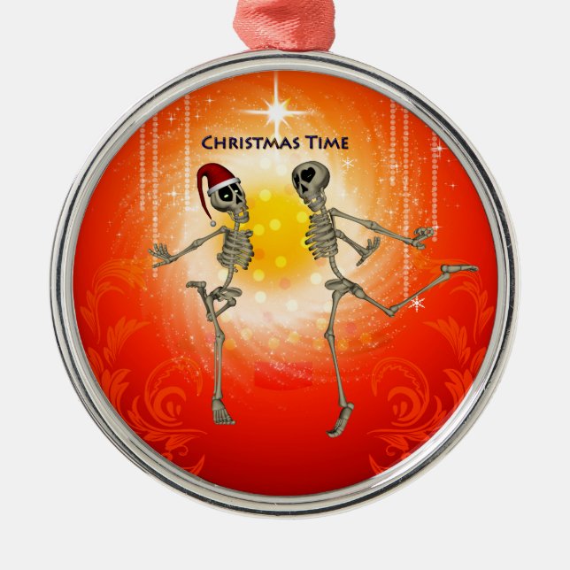 Funny skeletons metal ornament (Front)