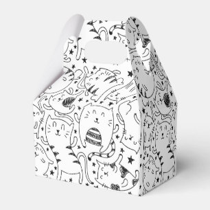 Funny sketchy dancing cats illustration pattern favor box
