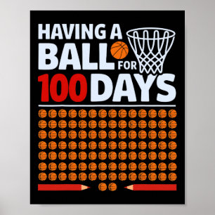 Funny Sketll Having A Ll For 100 Day Of School Tea Poster