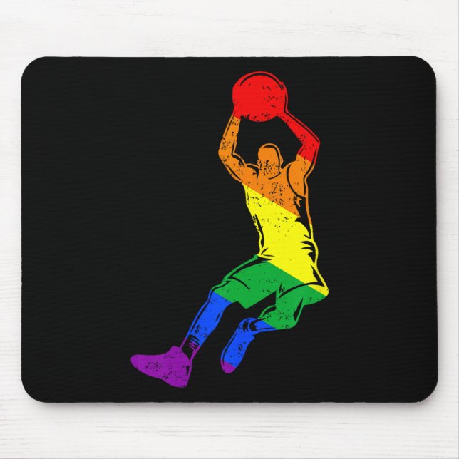Funny Sketll Player Rainbow Flag Gay Lesbian Pride Mouse Pad (Front)