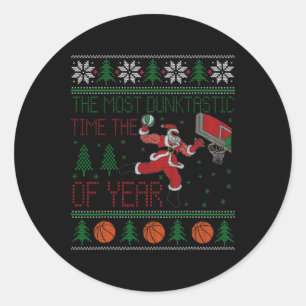Funny Sketll Ugly Christmas Sweater Style Classic Round Sticker